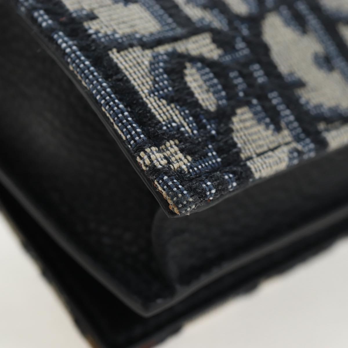 Christian Dior Trotter Canvas Shoulder Pouch Navy Silver Auth 195520V