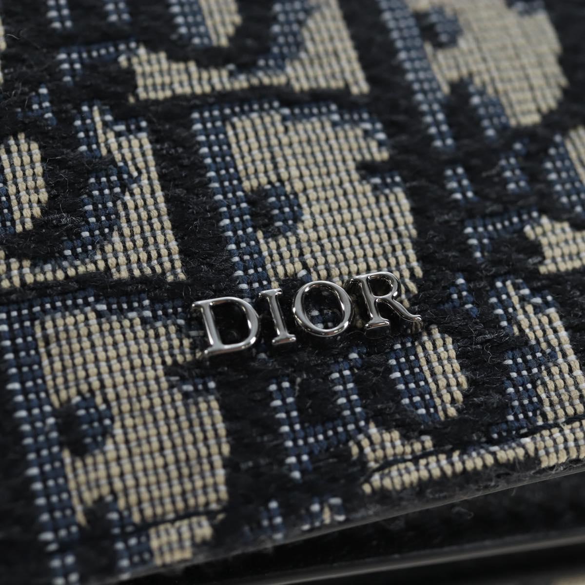 Christian Dior Trotter Canvas Shoulder Pouch Navy Silver Auth 195520V