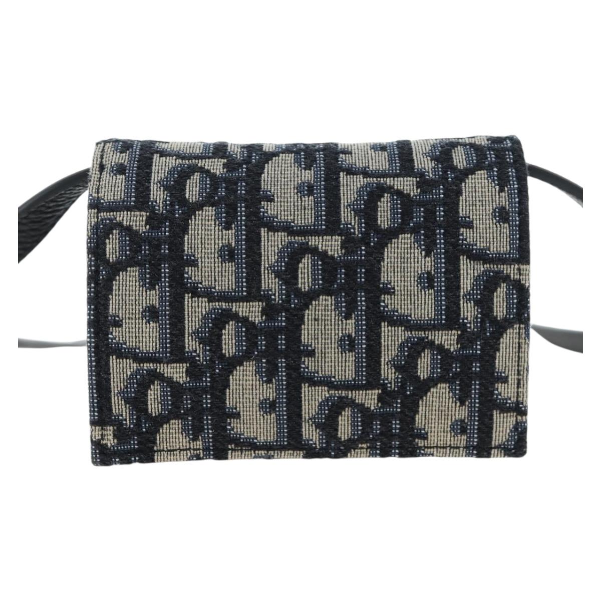 Christian Dior Trotter Canvas Shoulder Pouch Navy Silver Auth 195520V