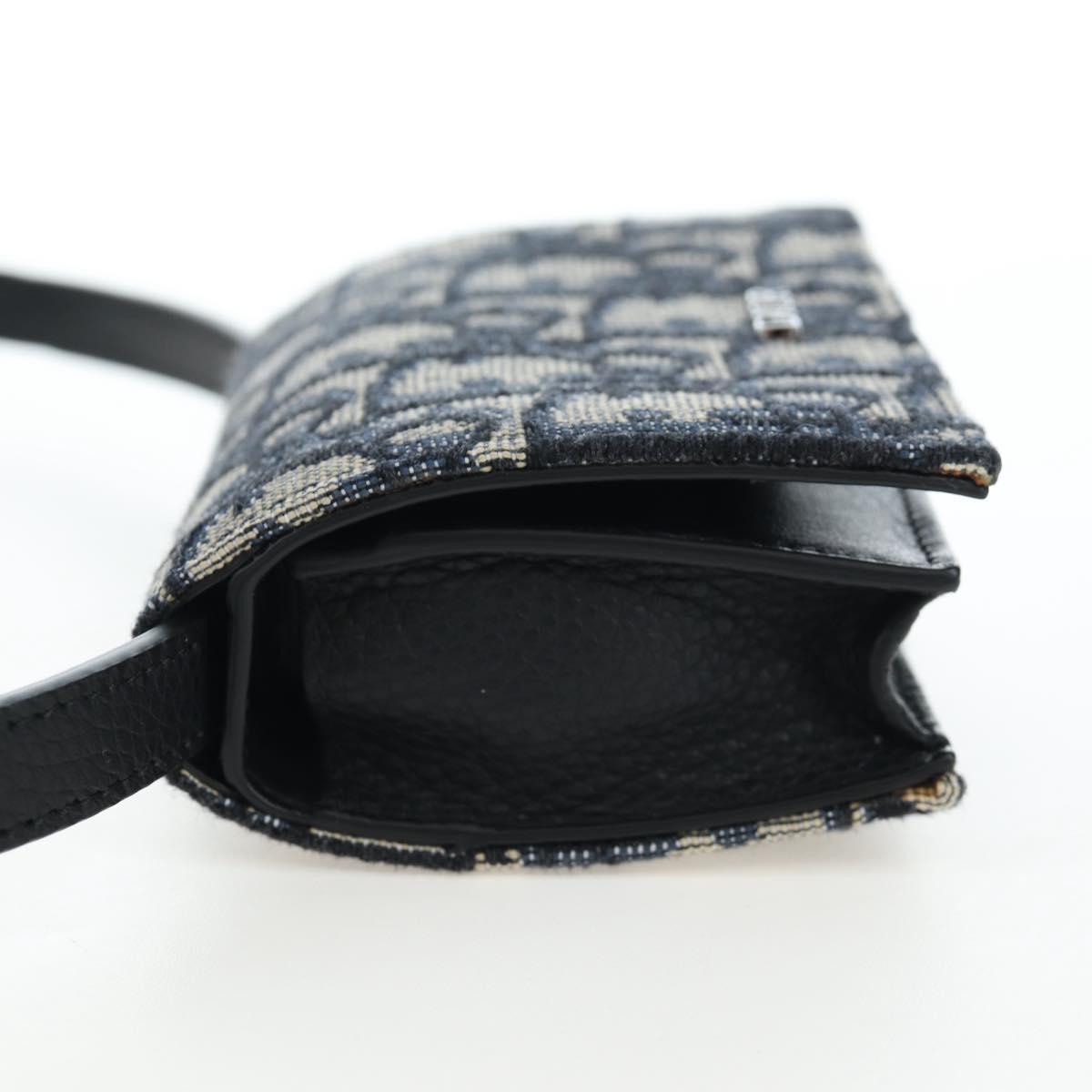 Christian Dior Trotter Canvas Shoulder Pouch Navy Silver Auth 195520V