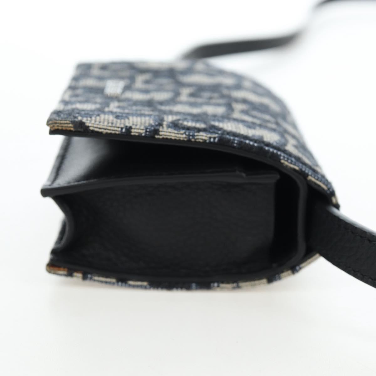 Christian Dior Trotter Canvas Shoulder Pouch Navy Silver Auth 195520V