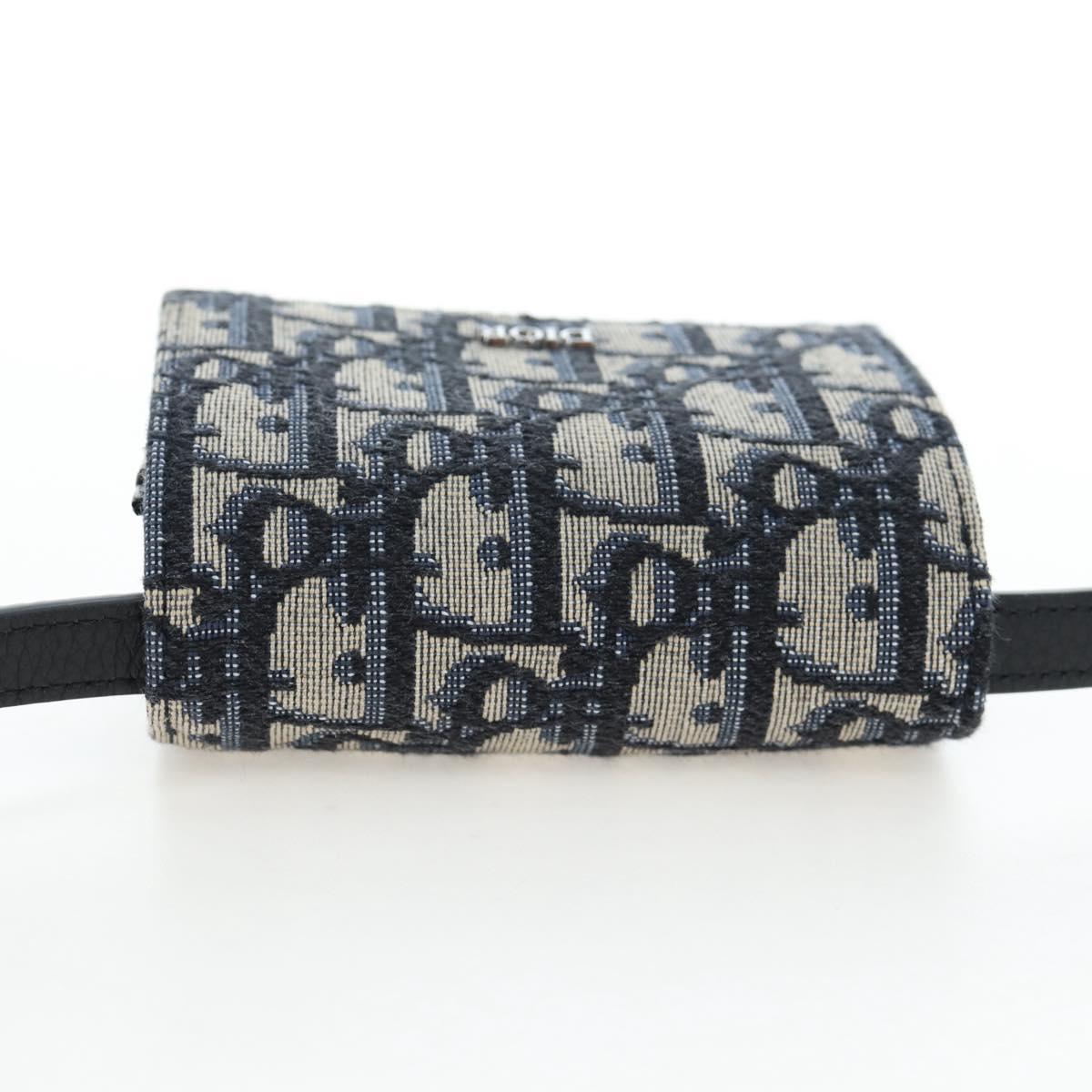 Christian Dior Trotter Canvas Shoulder Pouch Navy Silver Auth 195520V
