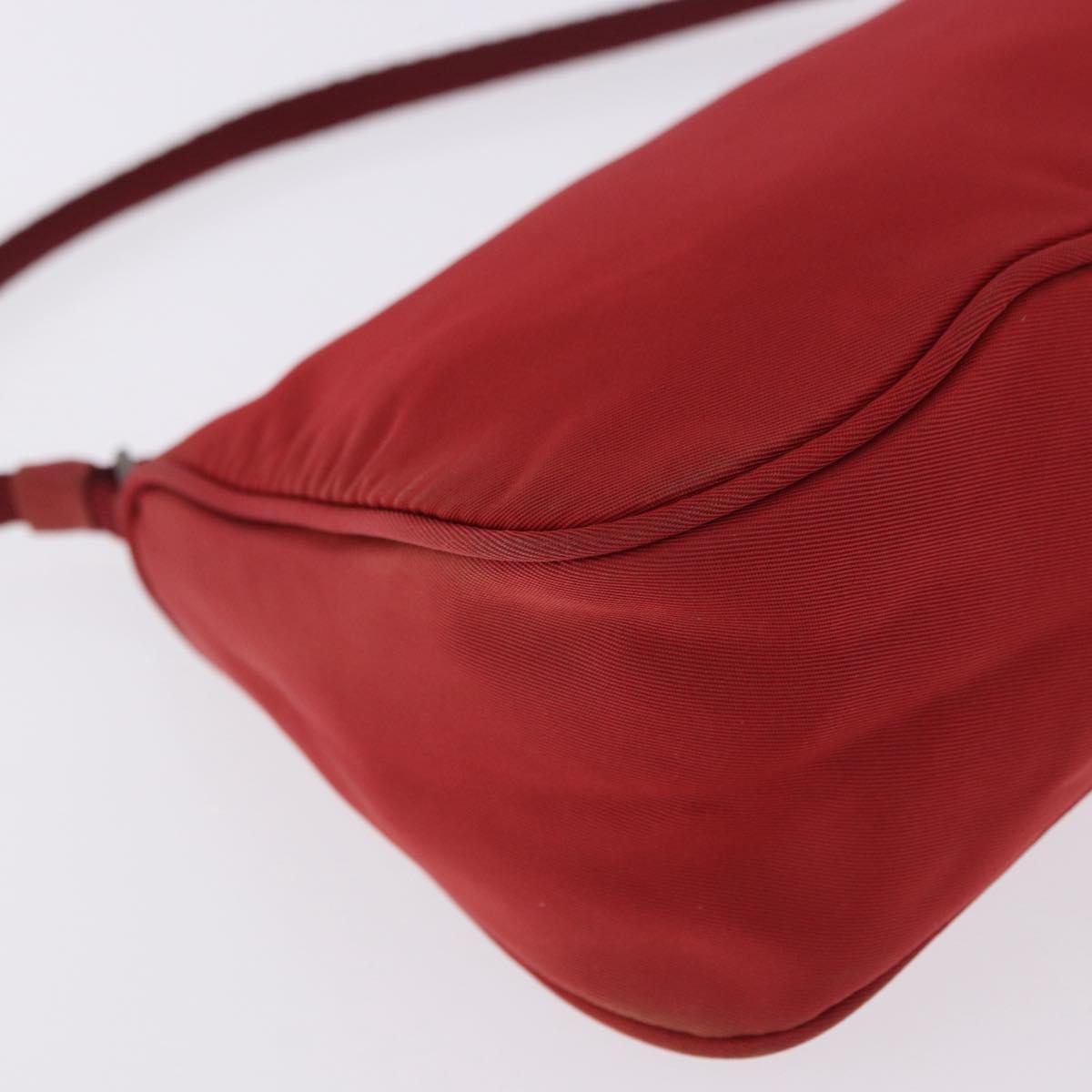 PRADA Accessory Pouch Nylon Red Silver Auth 195521A