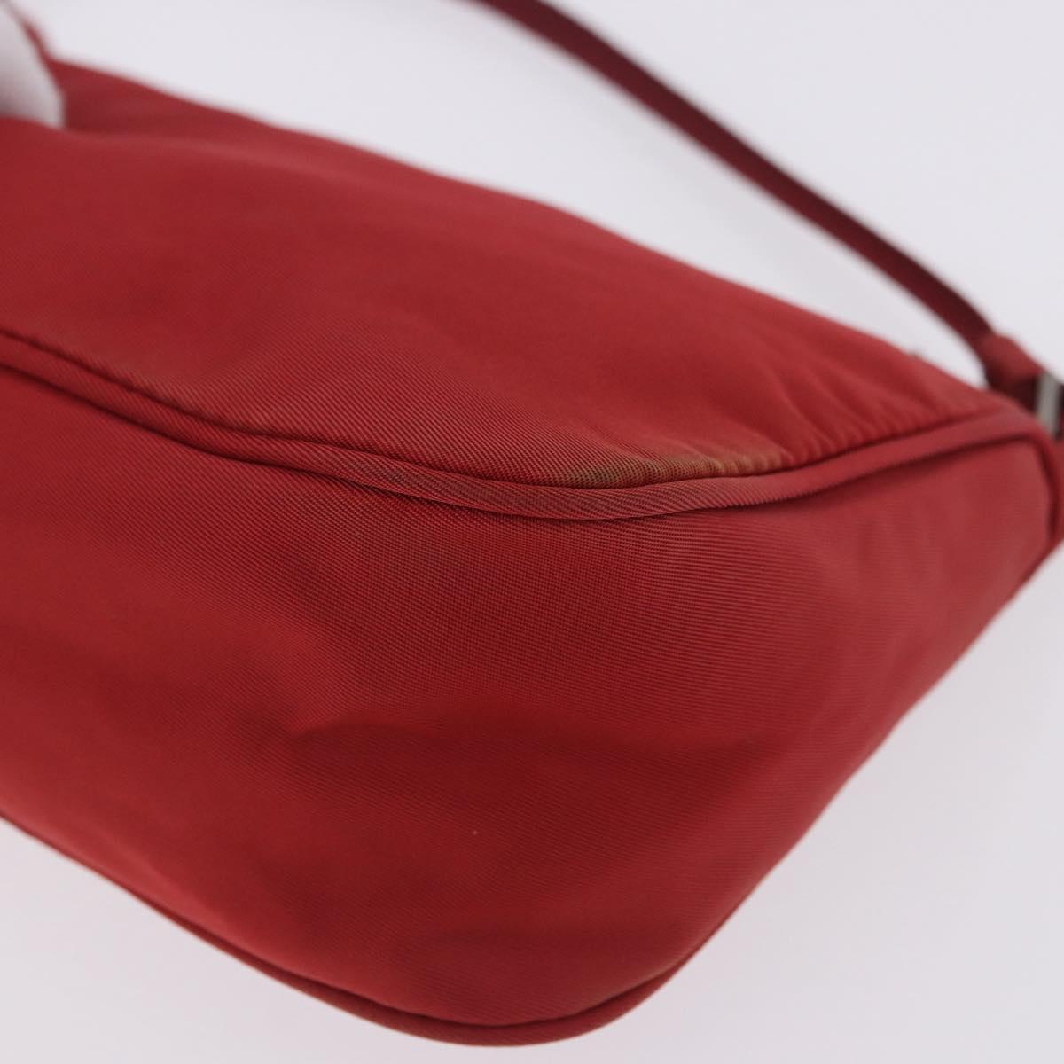 PRADA Accessory Pouch Nylon Red Silver Auth 195521A