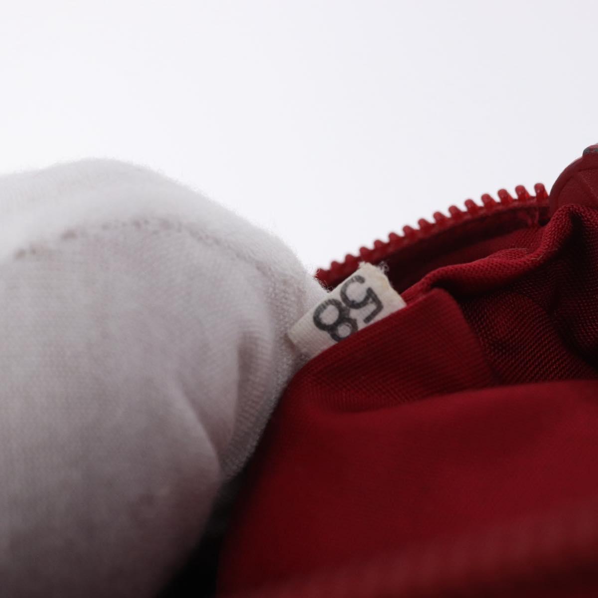 PRADA Accessory Pouch Nylon Red Silver Auth 195521A