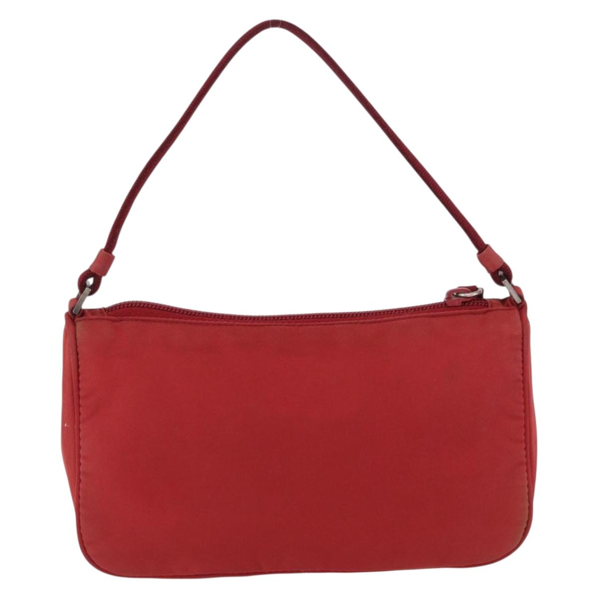 PRADA Accessory Pouch Nylon Red Silver Auth 195521A