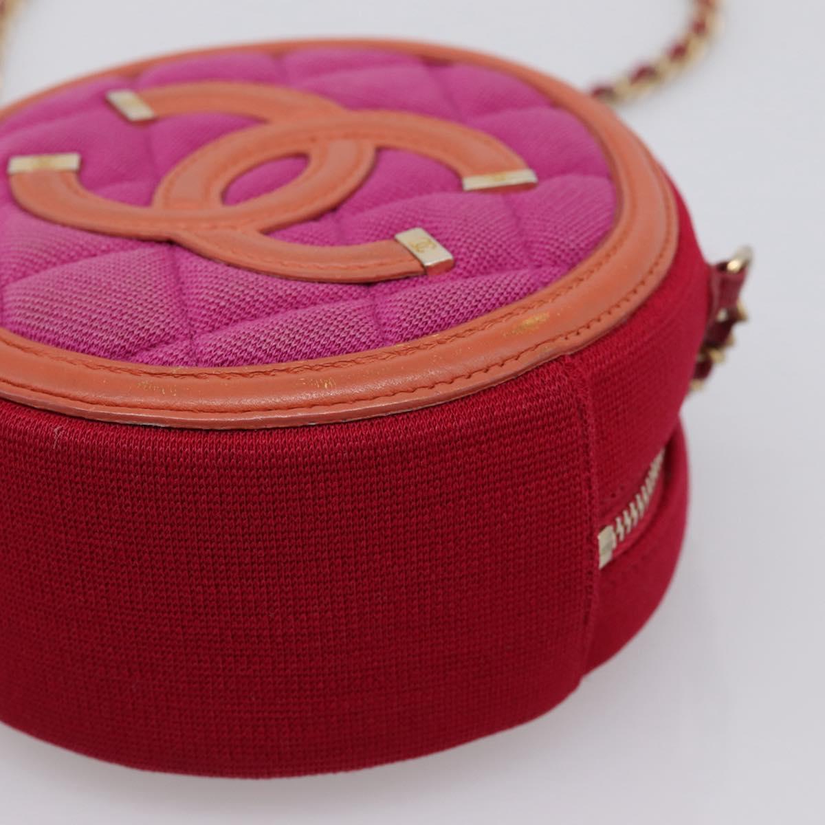 CHANEL Matelasse Chain Shoulder Bag Canvas Pink Gold CC Auth 195524M