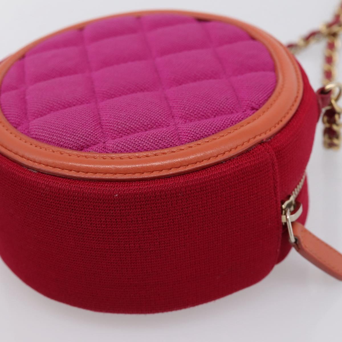 CHANEL Matelasse Chain Shoulder Bag Canvas Pink Gold CC Auth 195524M