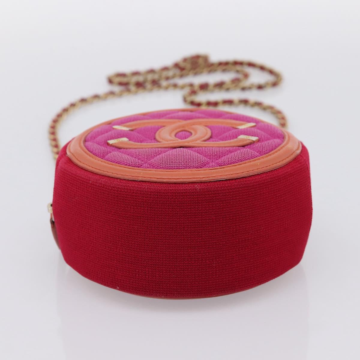 CHANEL Matelasse Chain Shoulder Bag Canvas Pink Gold CC Auth 195524M