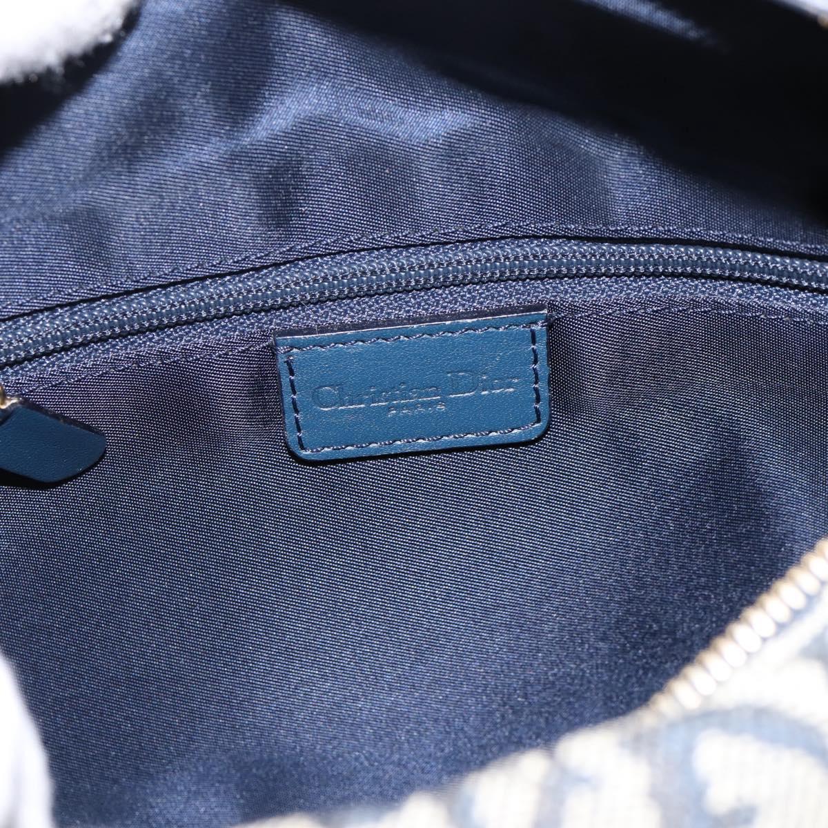 Christian Dior Trotter Canvas Accessory Pouch Navy Gold Auth 195525V
