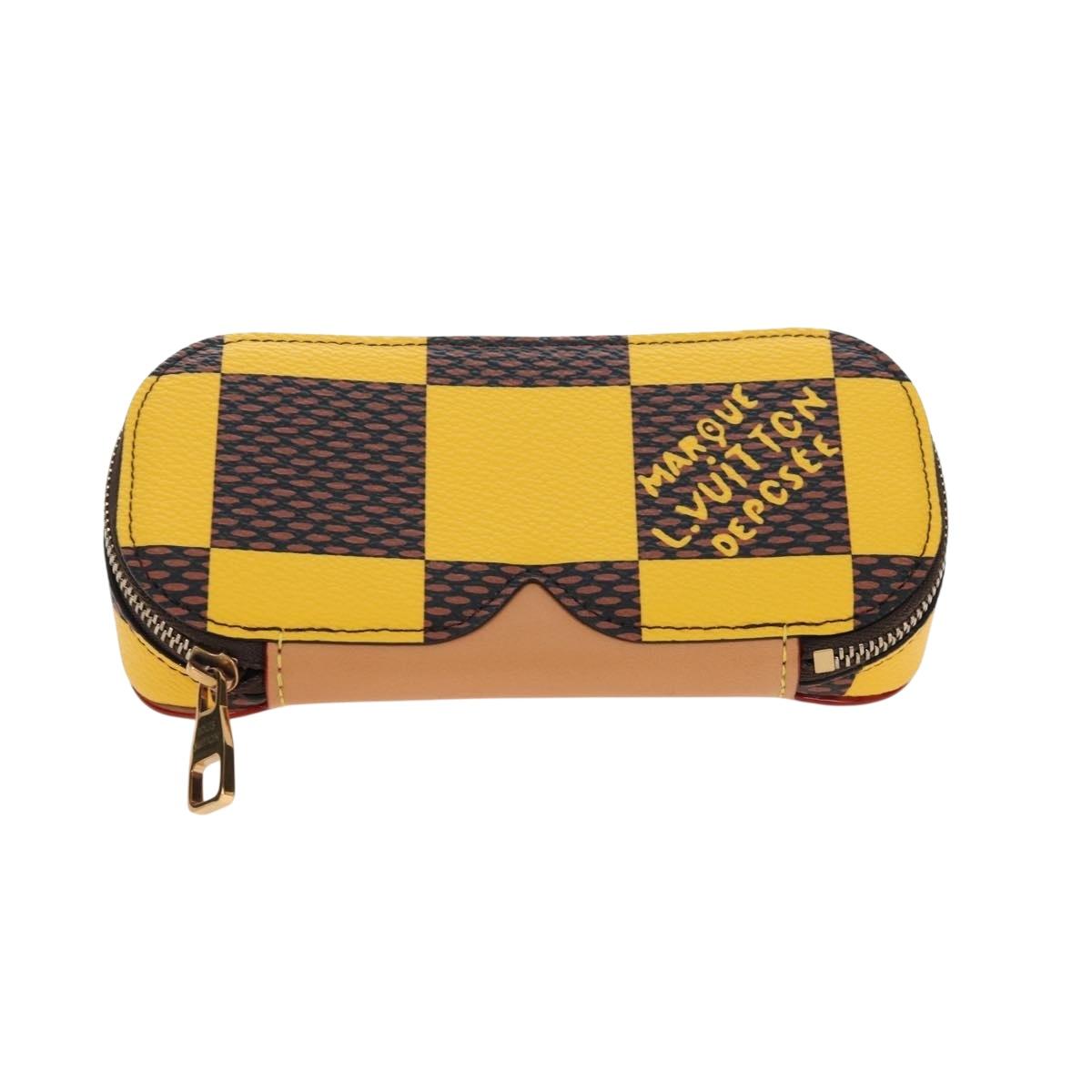 LOUIS VUITTON Damier Pop Glasses Case Yellow GI1034 LV Auth 195529M