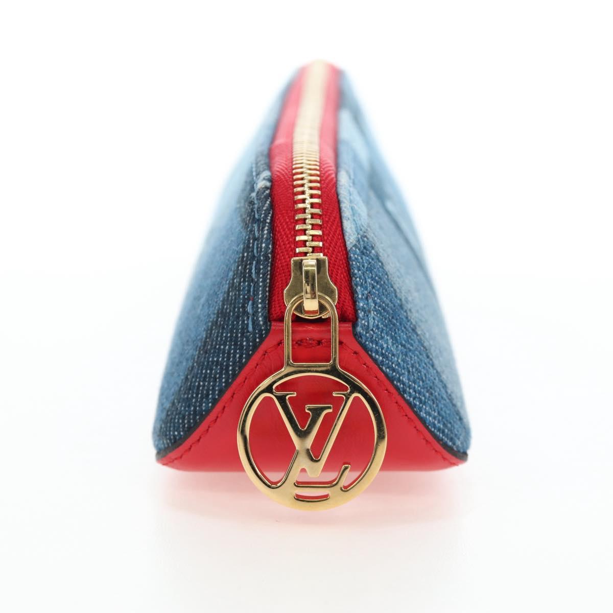 LOUIS VUITTON Monogram Denim Trousse Elizabeth Pen Case Blue GI0444 Auth 195530M
