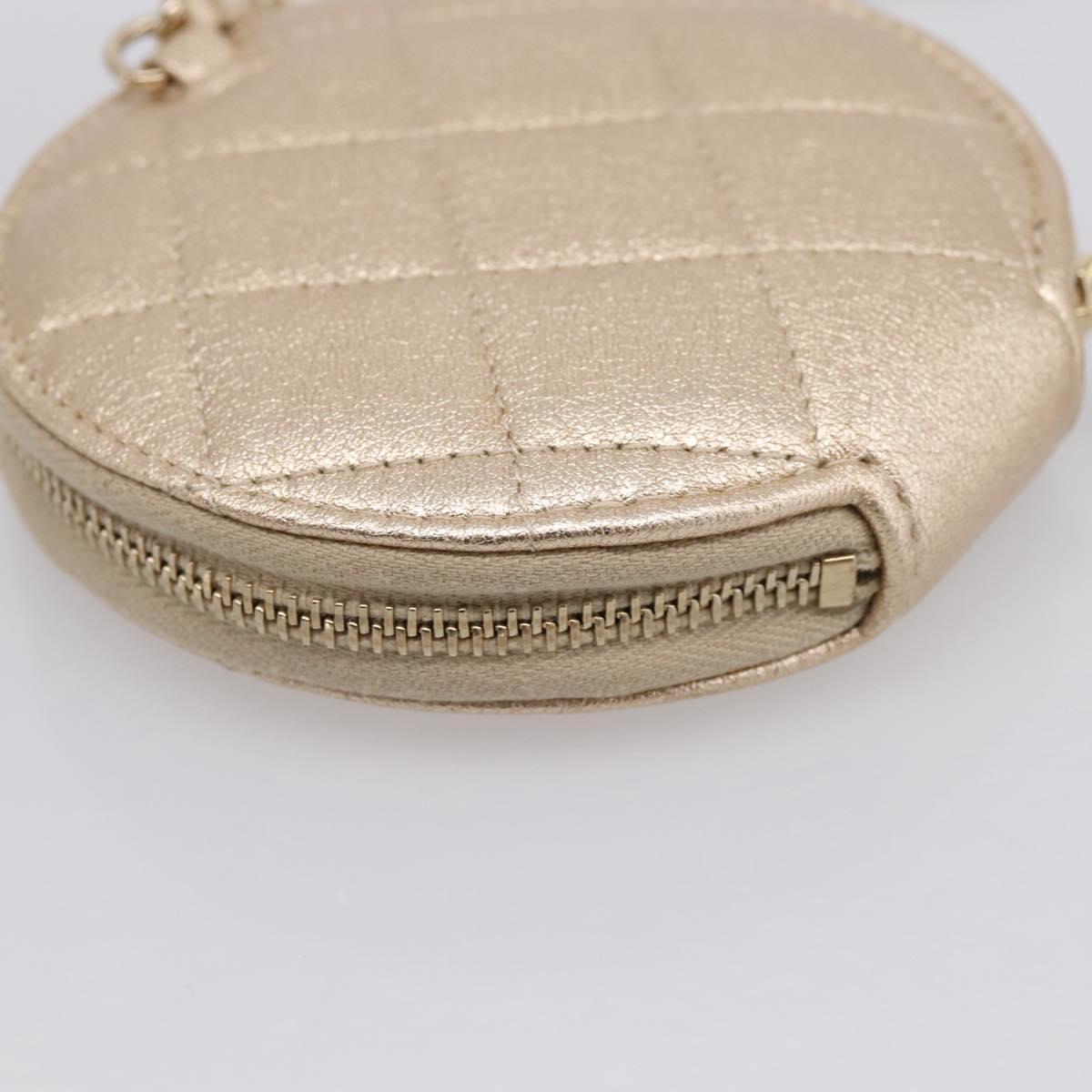 CHANEL Matelasse Pouch Lamb Skin Champagne Gold CC Auth 195534M