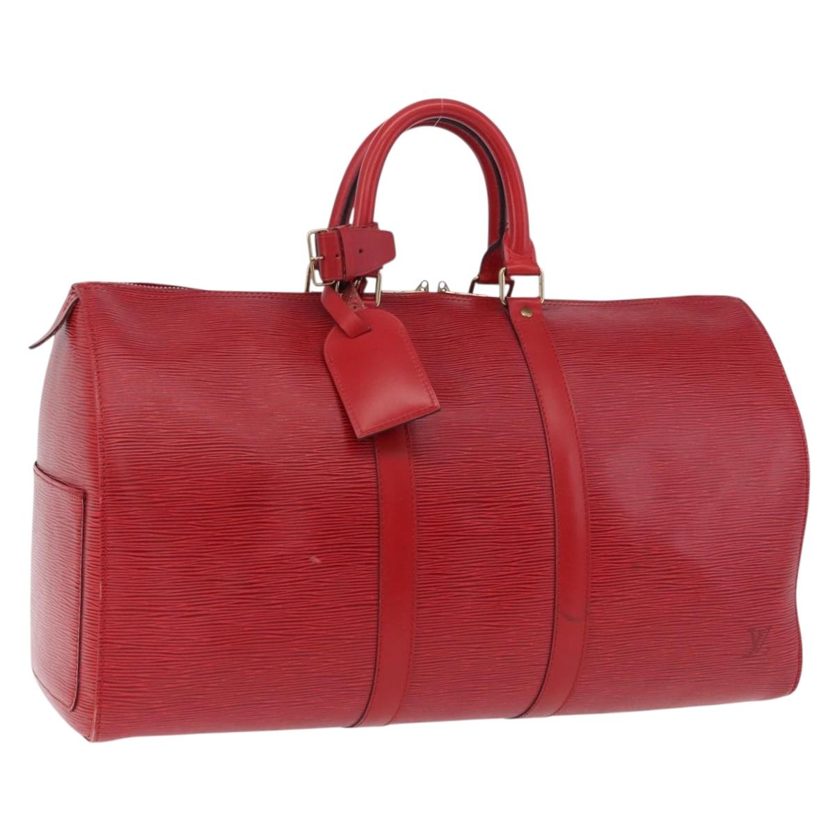 LOUIS VUITTON Epi Keepall 45 Boston Bag Red M42977 LV Auth 195542A