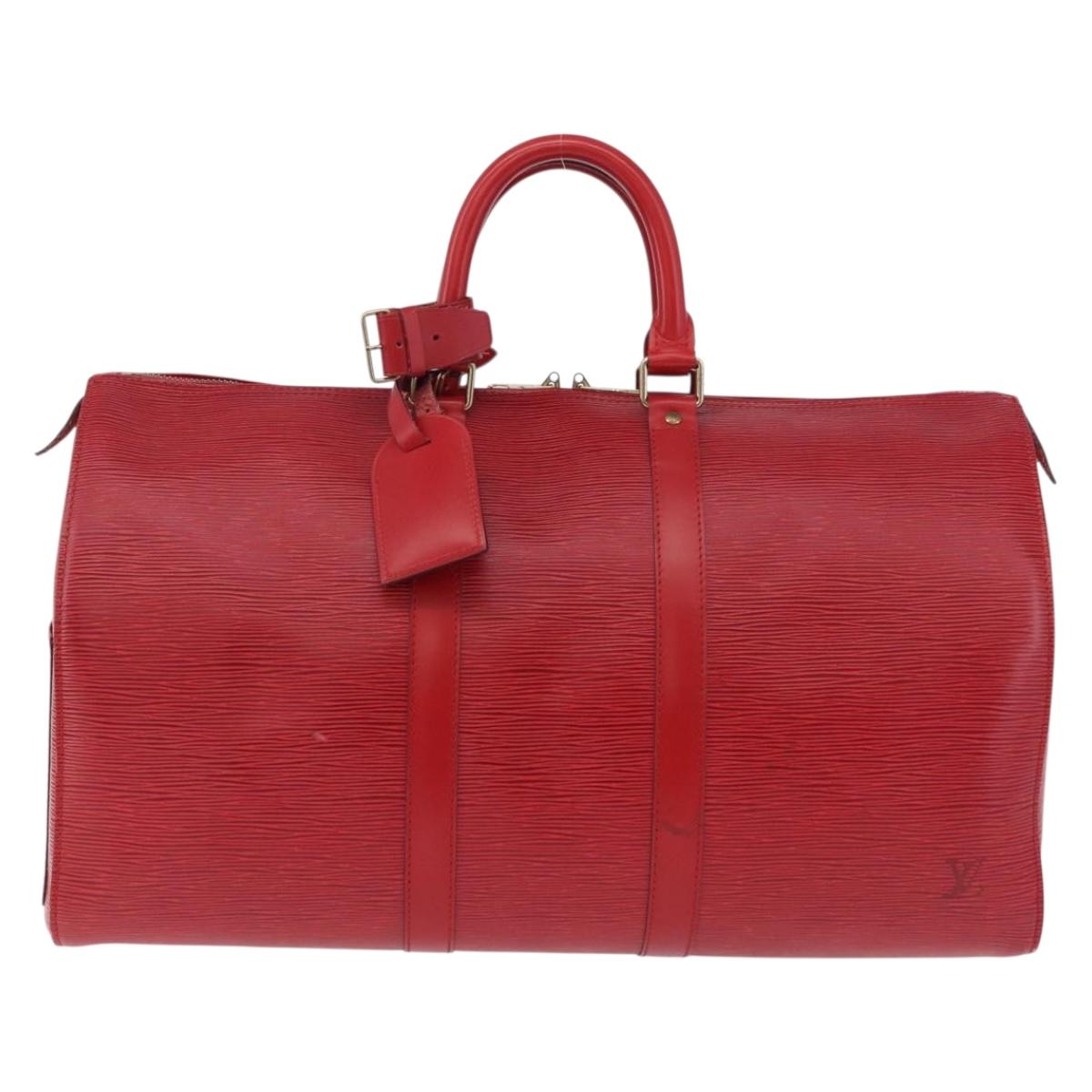 LOUIS VUITTON Epi Keepall 45 Boston Bag Red M42977 LV Auth 195542A