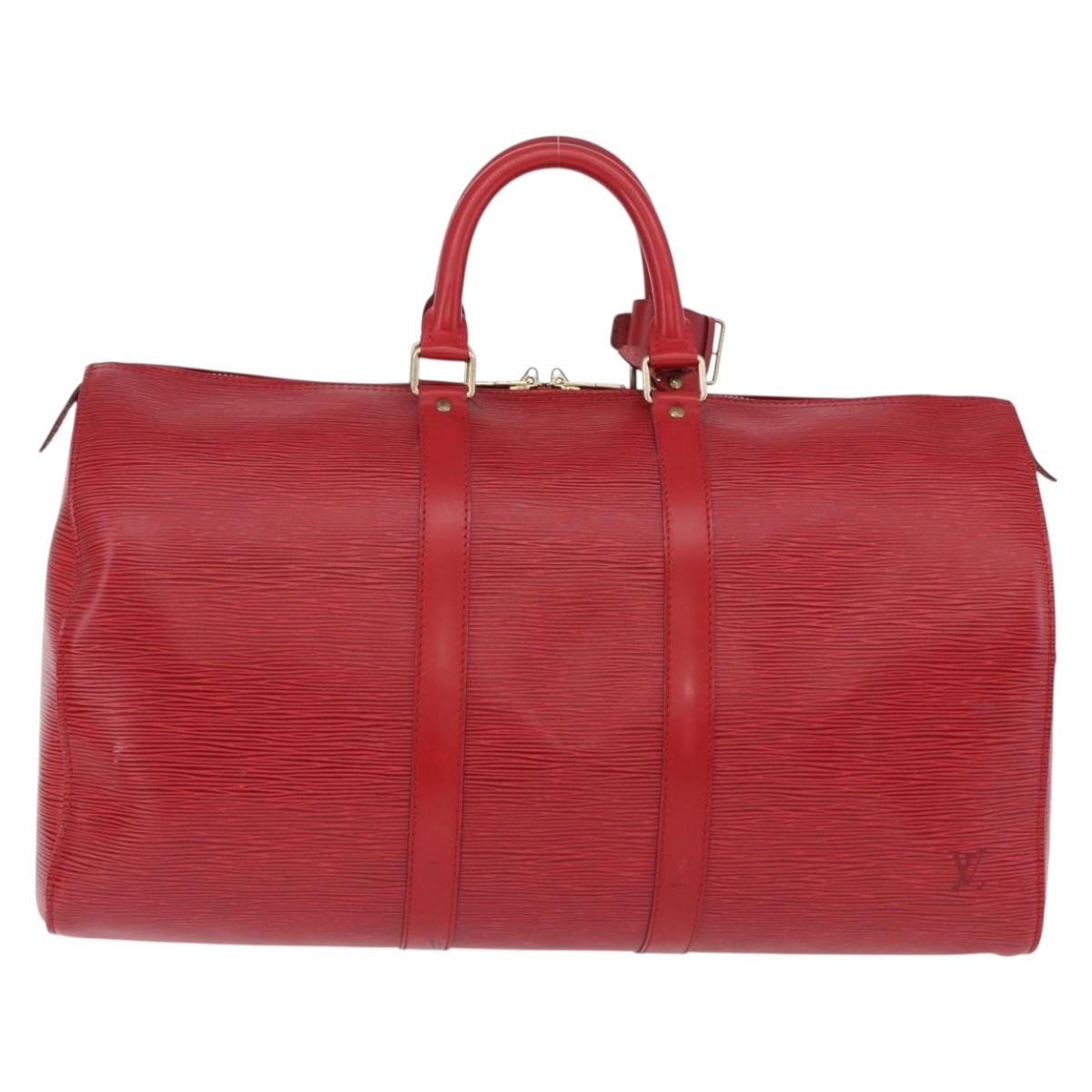 LOUIS VUITTON Epi Keepall 45 Boston Bag Red M42977 LV Auth 195542A