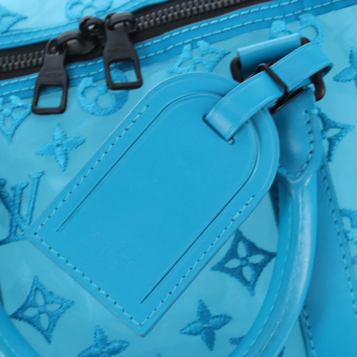 LOUIS VUITTON Monogram Mesh Keepall Triangle 50 Turquoise M45048 Auth 195543SAM