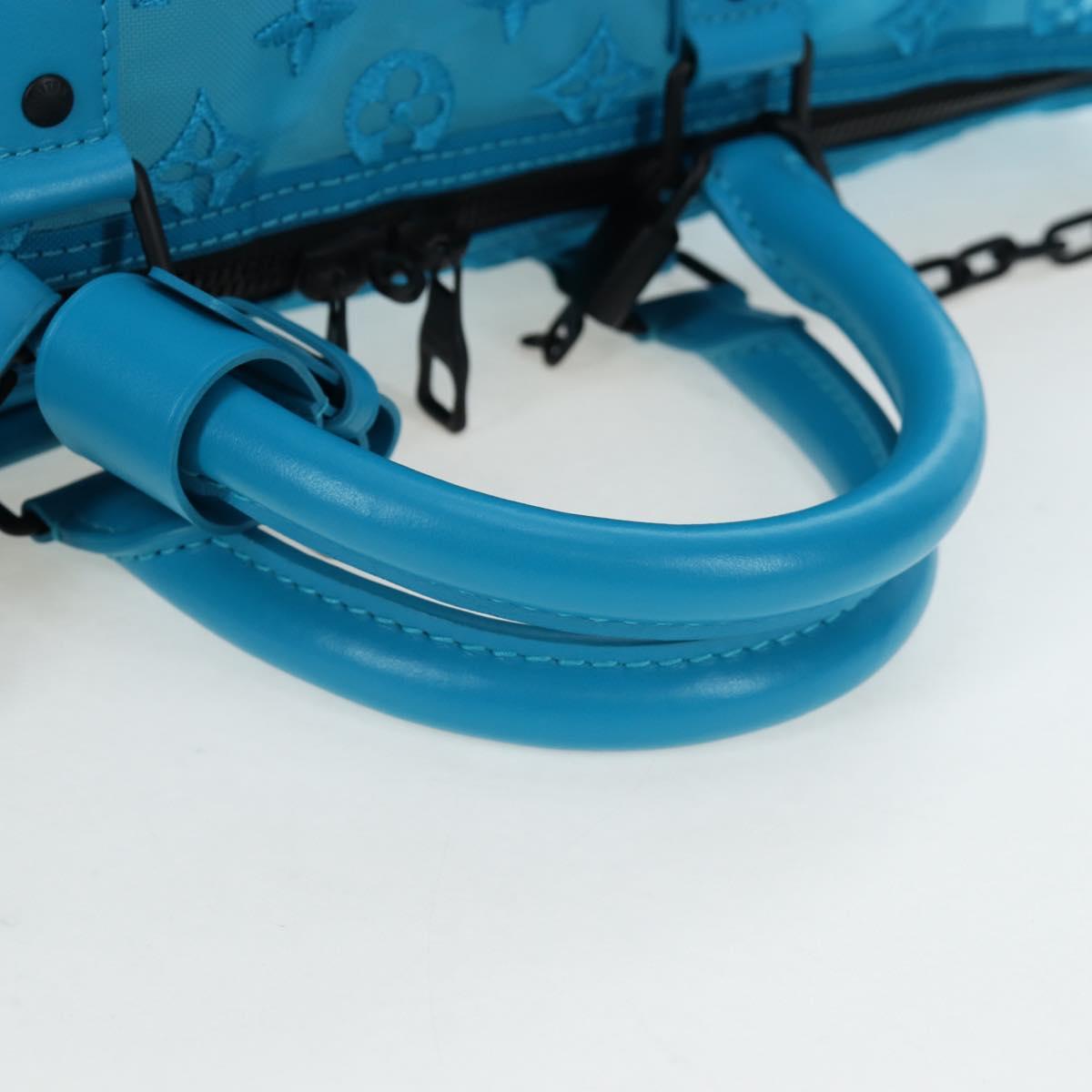 LOUIS VUITTON Monogram Mesh Keepall Triangle 50 Turquoise M45048 Auth 195543SAM