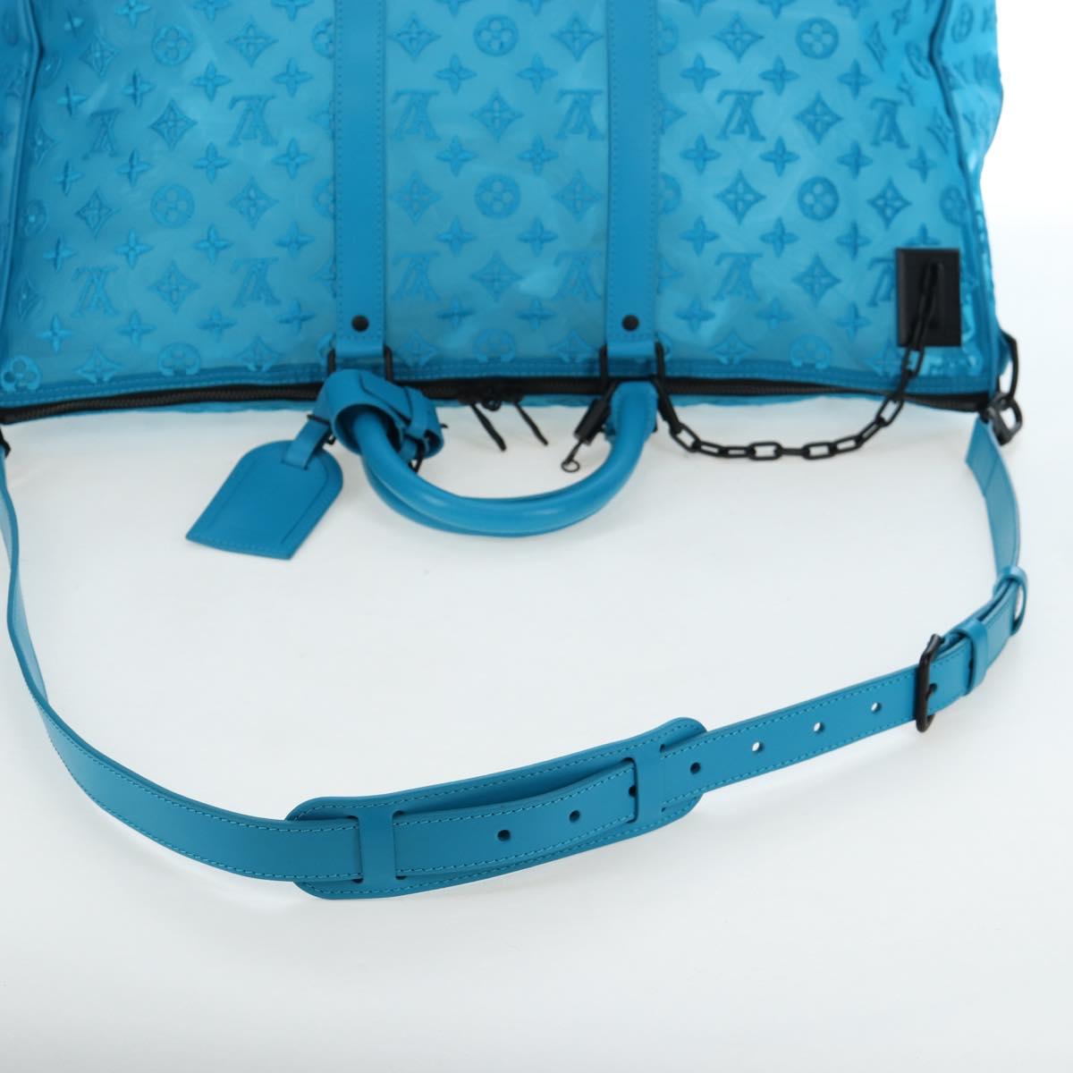 LOUIS VUITTON Monogram Mesh Keepall Triangle 50 Turquoise M45048 Auth 195543SAM