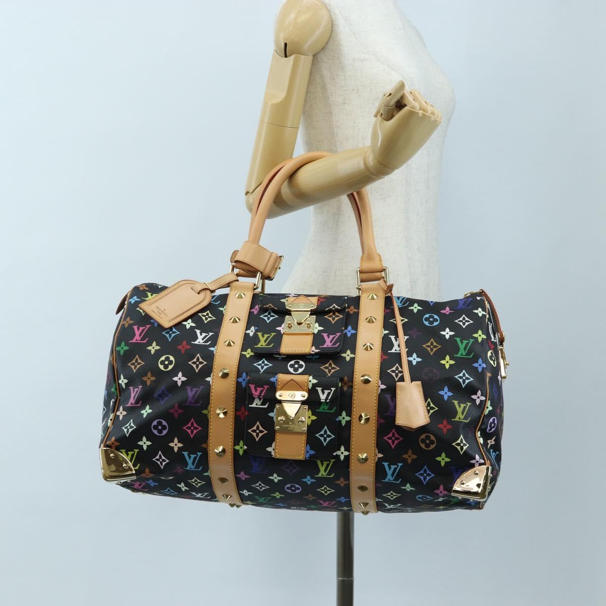 LOUIS VUITTON Monogram Multicolor Keepall 45 Bag Black M92640 Auth 195545SV