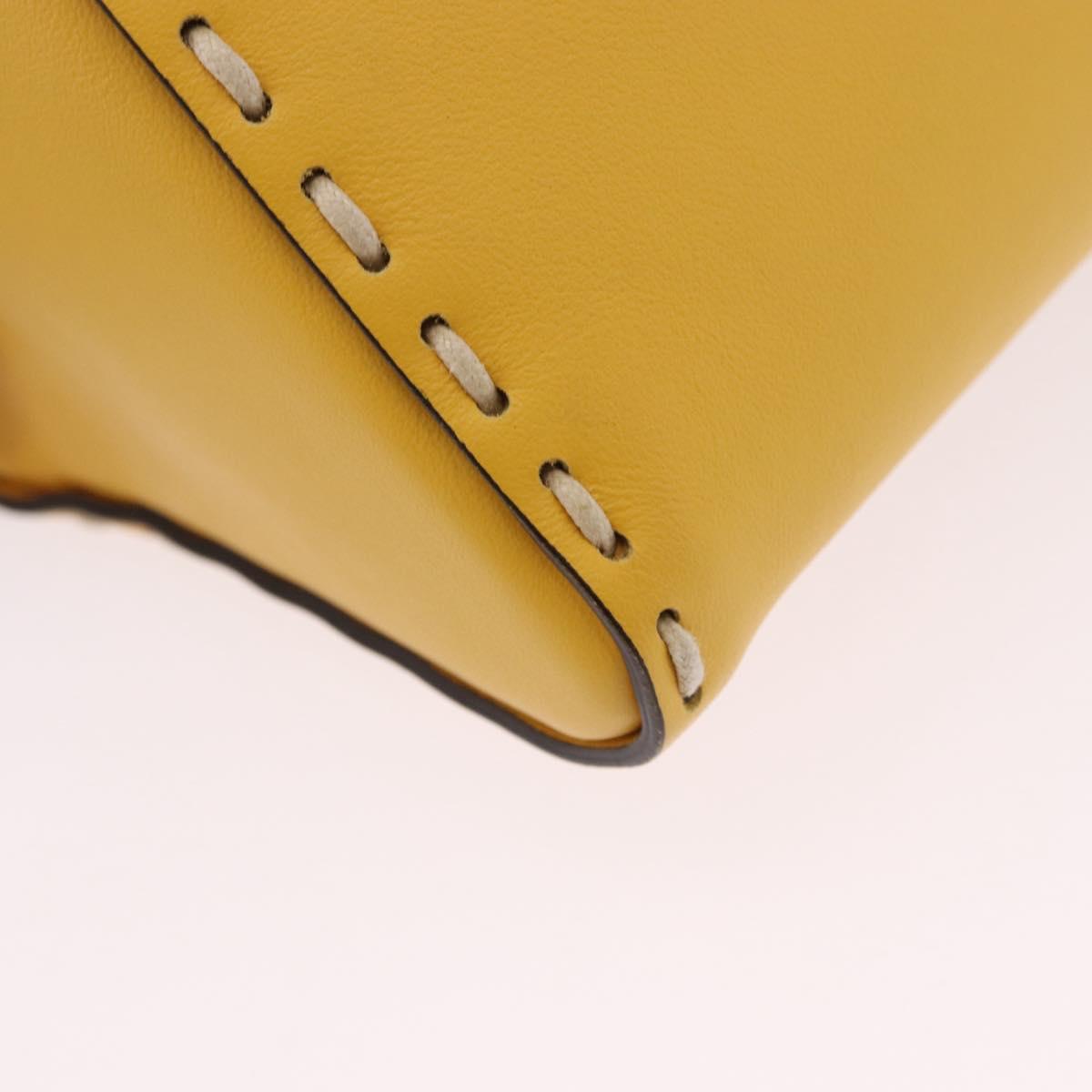 FENDI Celeria Triangle Shoulder Bag Leather Yellow Gold Tone 8BS053 Auth 195557M