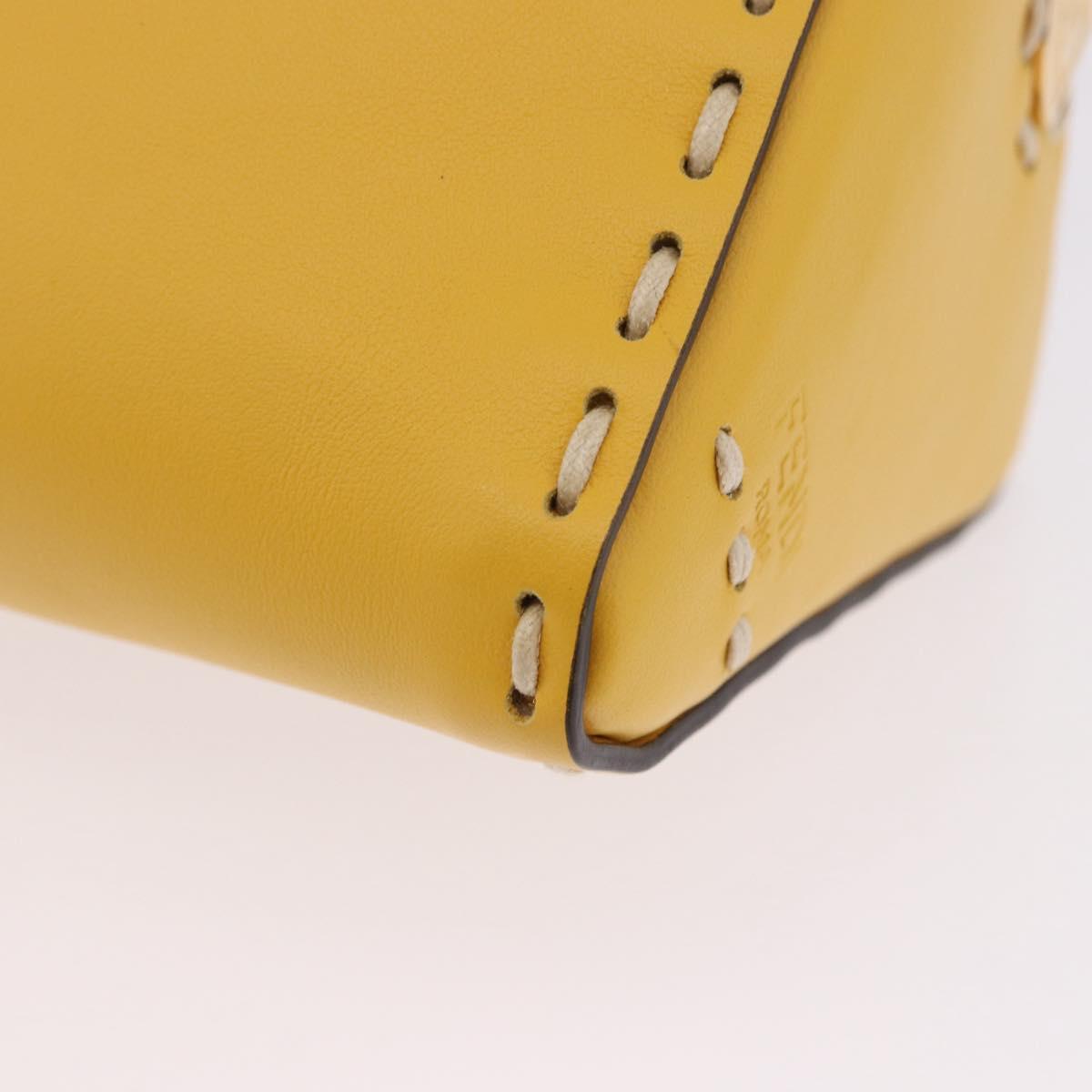 FENDI Celeria Triangle Shoulder Bag Leather Yellow Gold Tone 8BS053 Auth 195557M