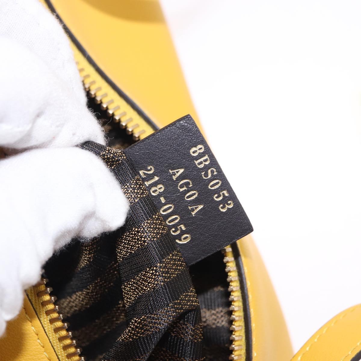 FENDI Celeria Triangle Shoulder Bag Leather Yellow Gold Tone 8BS053 Auth 195557M