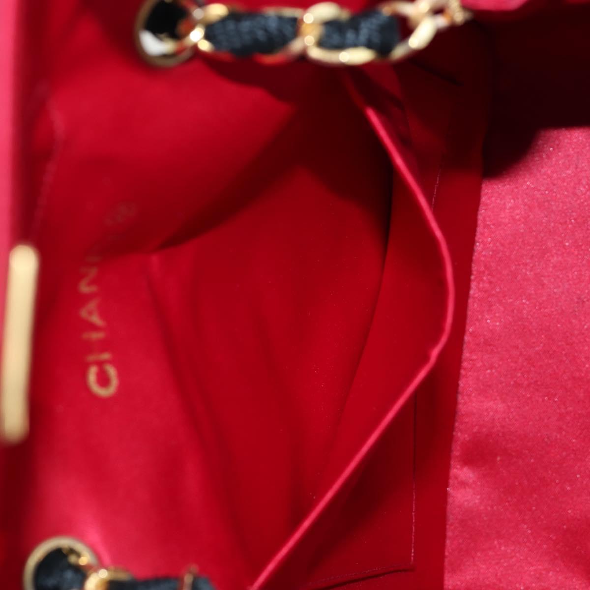CHANEL Matelasse Chain Shoulder Bag Satin Red Gold CC Auth 195562V