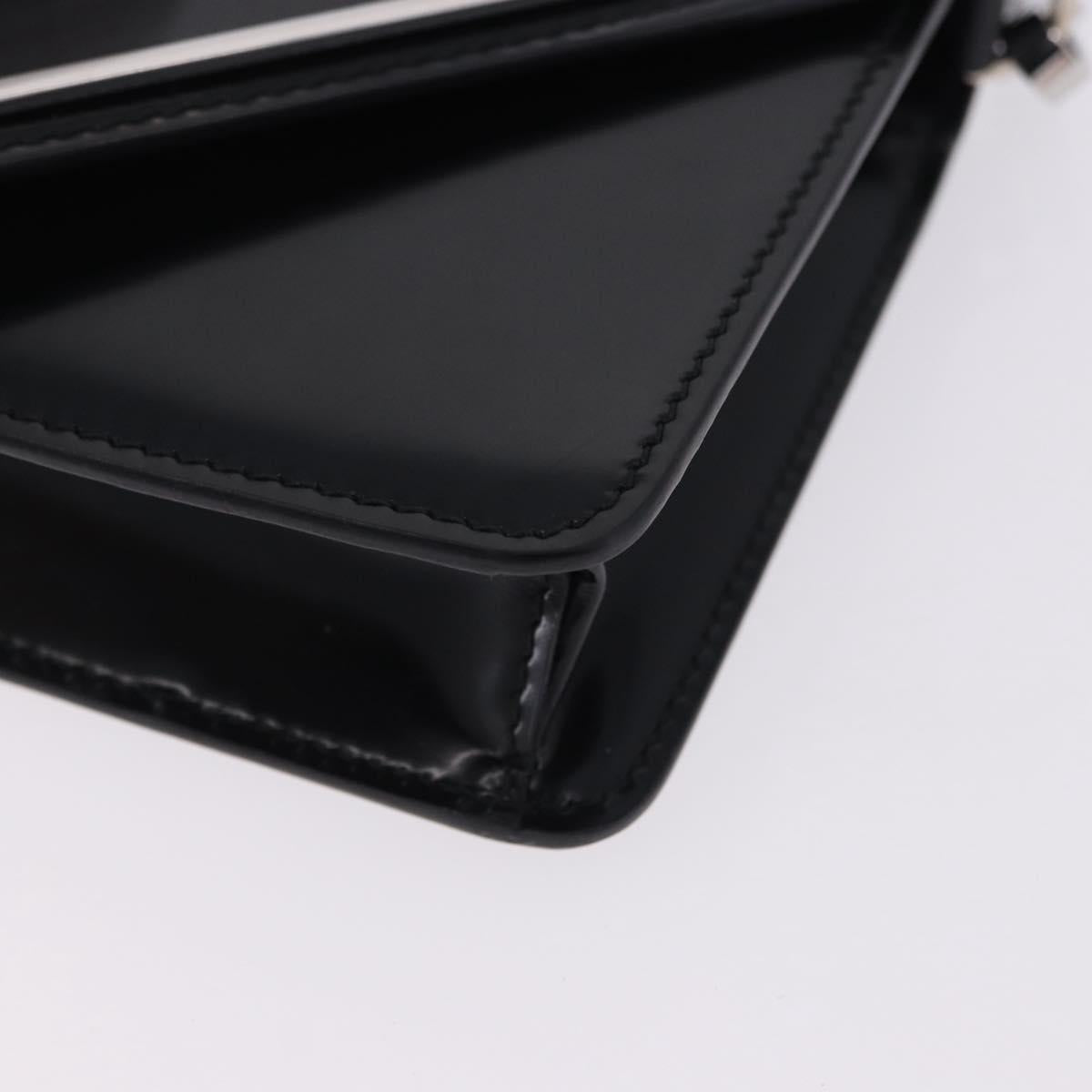 PRADA Chain Shoulder Bag Patent leather Black Silver Auth 195563SAV