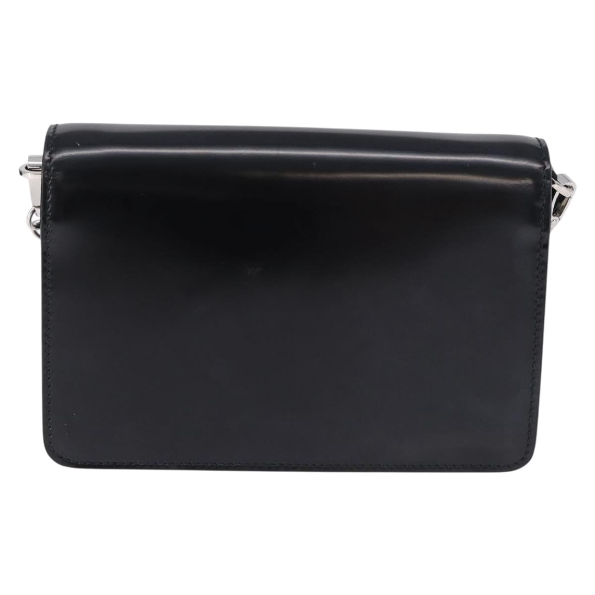 PRADA Chain Shoulder Bag Patent leather Black Silver Auth 195563SAV