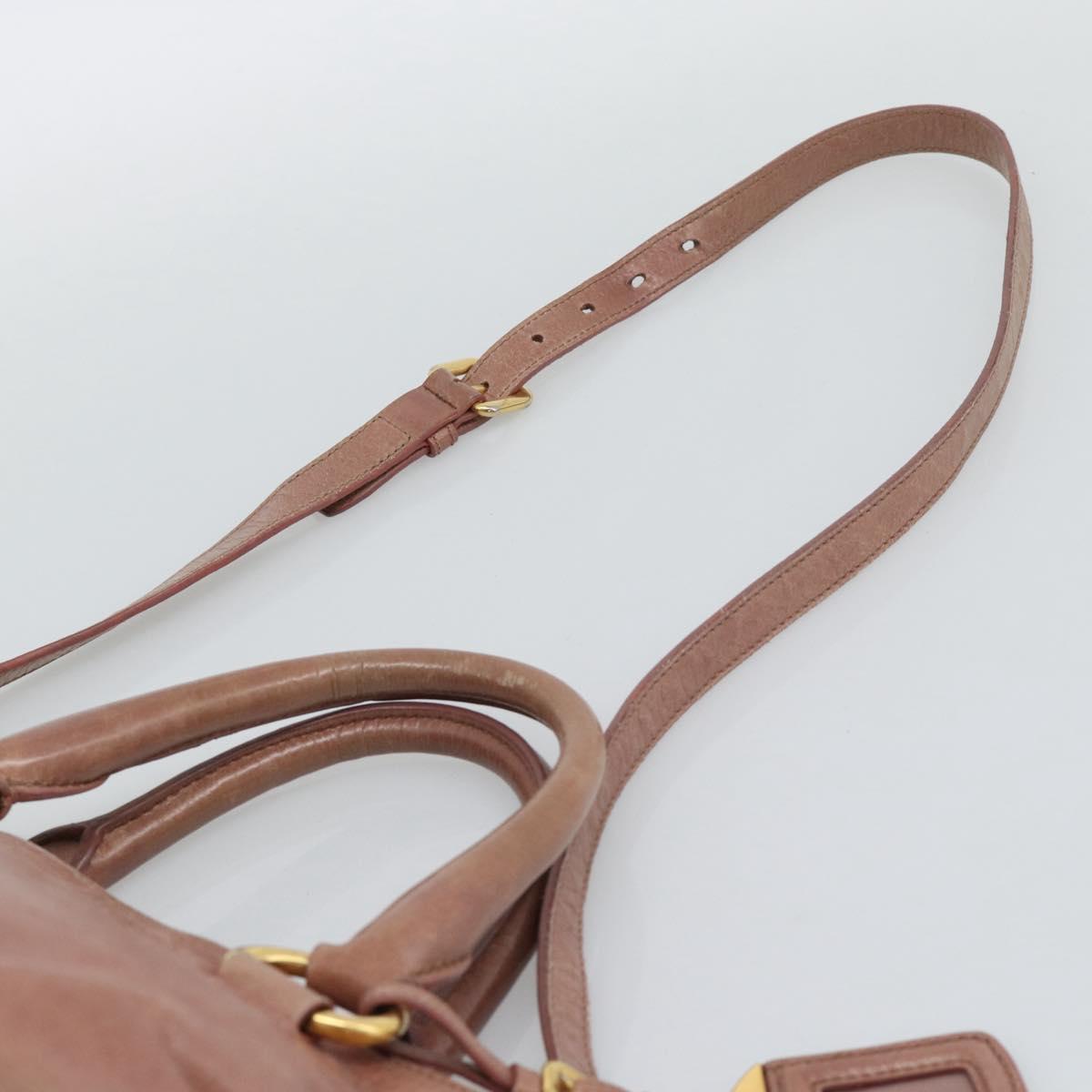 PRADA Hand Bag Leather 2way Pink Gold Auth 195564A