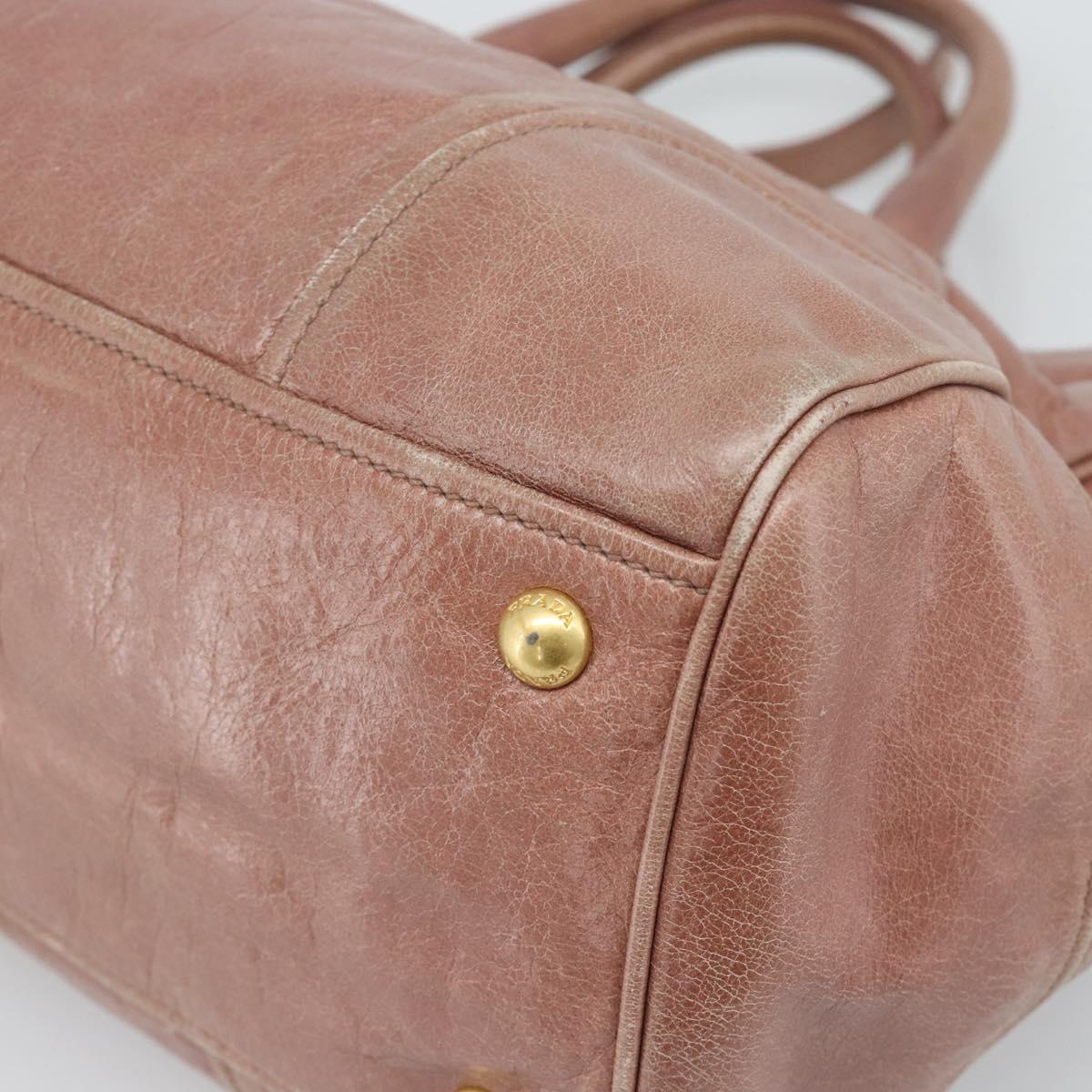 PRADA Hand Bag Leather 2way Pink Gold Auth 195564A