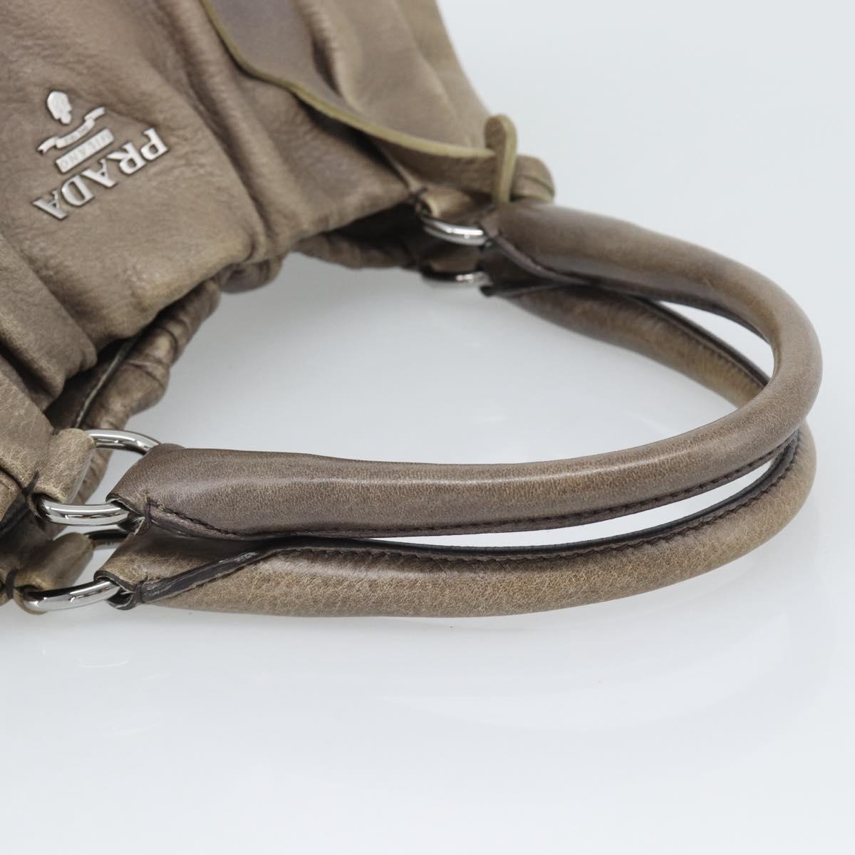 PRADA Hand Bag Vittero Dino Leather Brown Silver Auth 195567A