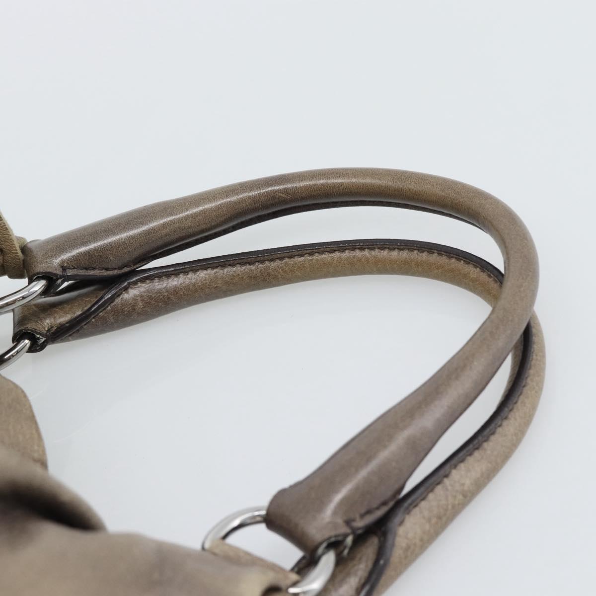 PRADA Hand Bag Vittero Dino Leather Brown Silver Auth 195567A