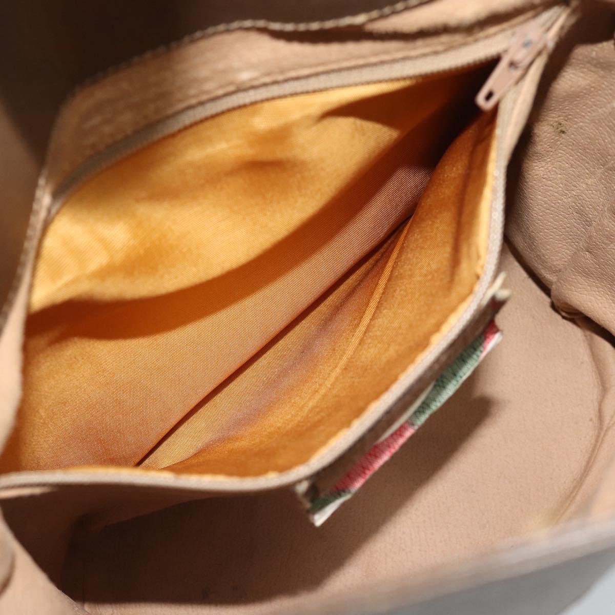 GUCCI GG Supreme Web Sherry Line Bag PVC Beige Gold 904 02 081 Auth 195570