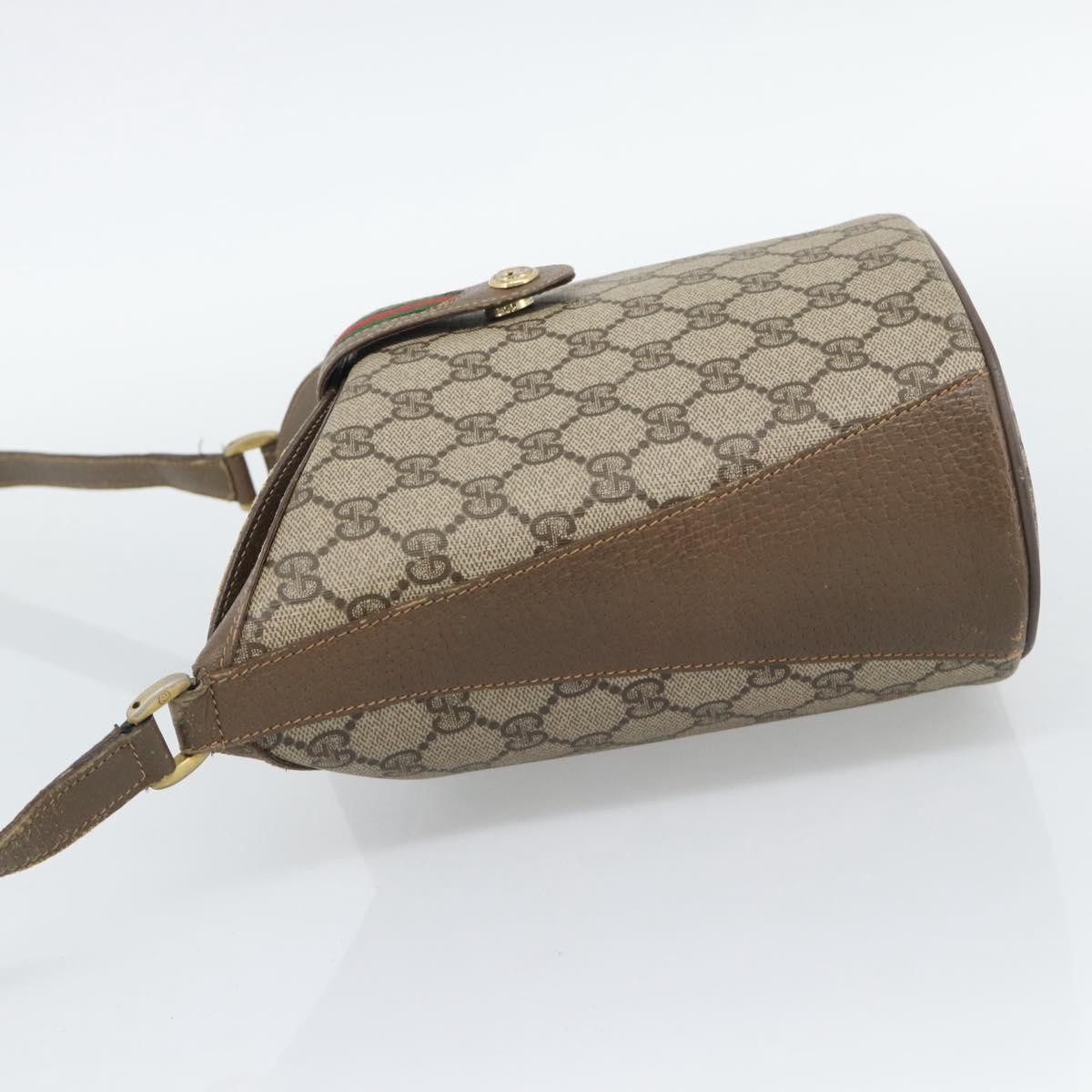 GUCCI GG Supreme Web Sherry Line Bag PVC Beige Gold 904 02 081 Auth 195570