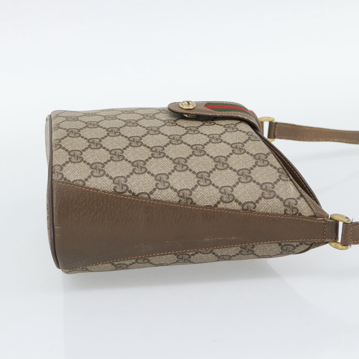 GUCCI GG Supreme Web Sherry Line Bag PVC Beige Gold 904 02 081 Auth 195570