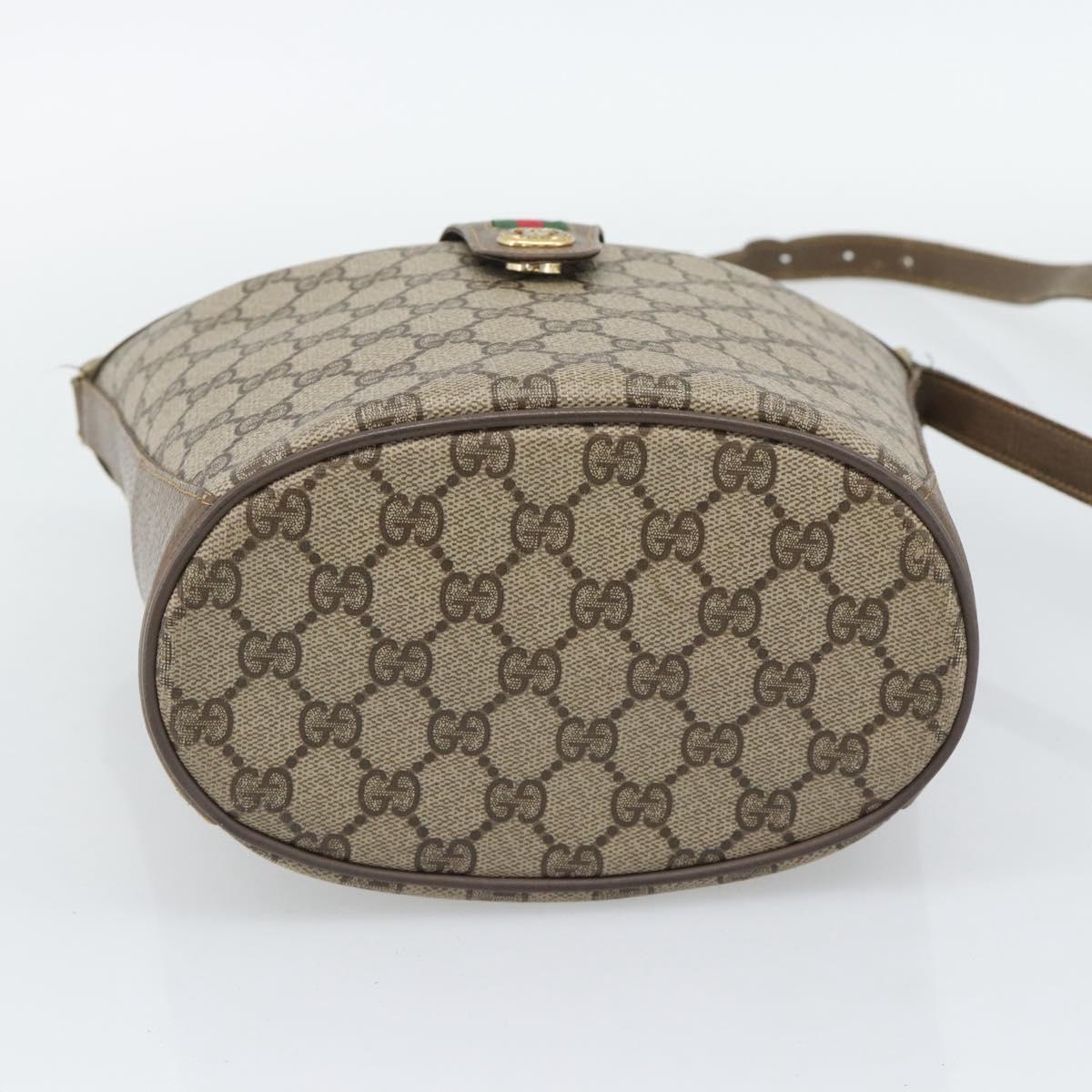 GUCCI GG Supreme Web Sherry Line Bag PVC Beige Gold 904 02 081 Auth 195570