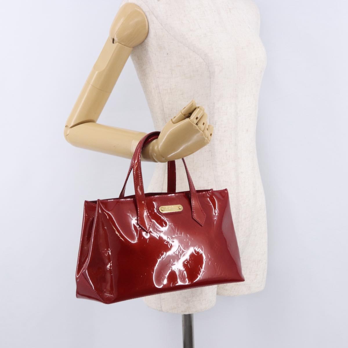 LOUIS VUITTON Monogram Vernis Wilshire PM Bag Pomme D'amour M93642 Auth 195573