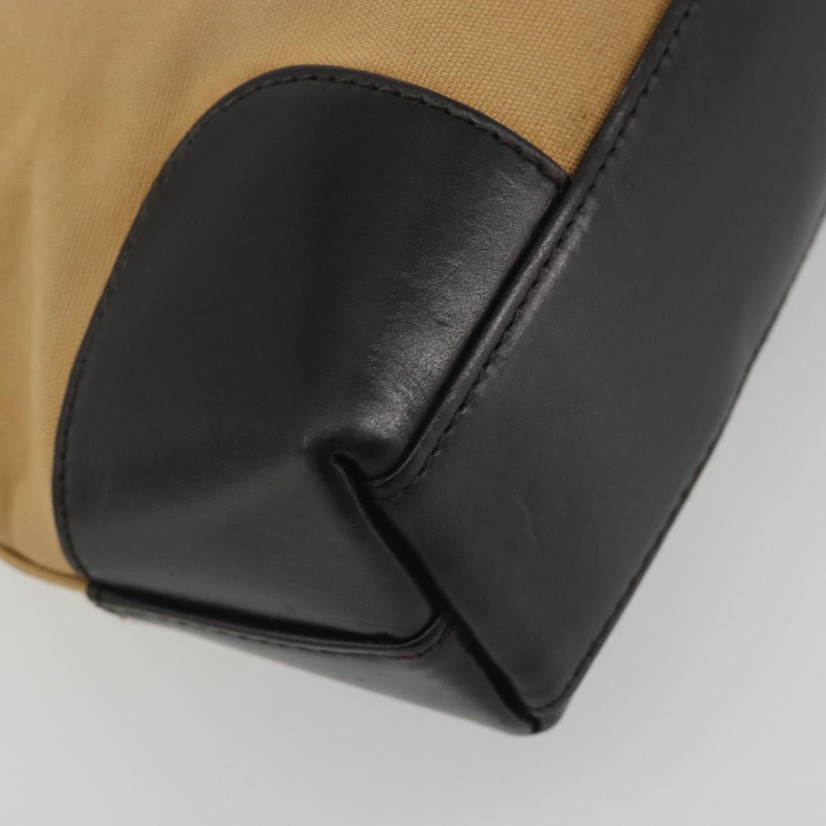 GUCCI Web Sherry Line Shoulder Bag Canvas Beige Gold Auth 195574A
