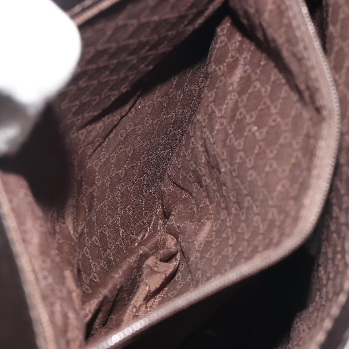 GUCCI Web Sherry Line Shoulder Bag Canvas Beige Gold Auth 195574A