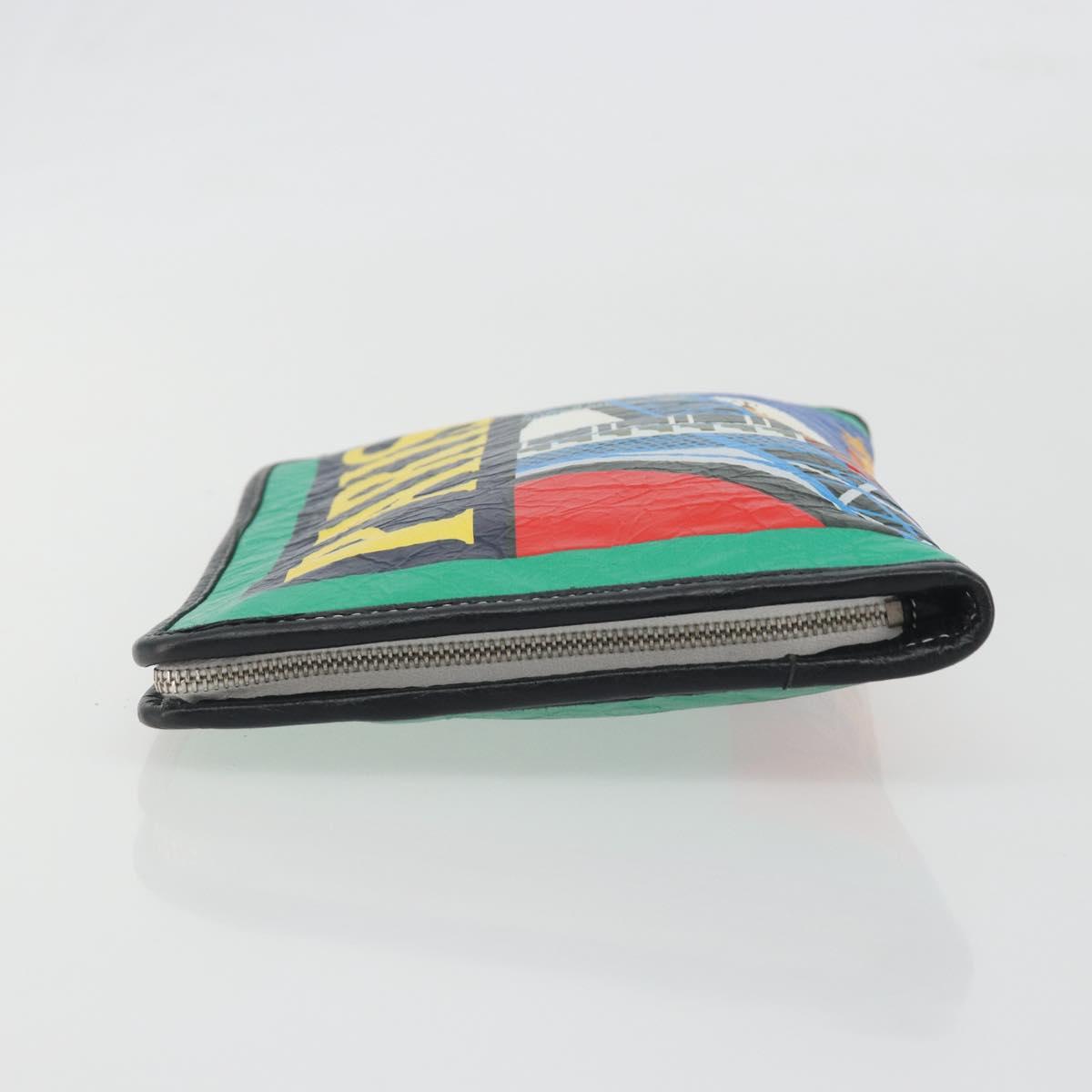 BALENCIAGA Clutch Bag Leather Green Silver 476046 Auth 195575A