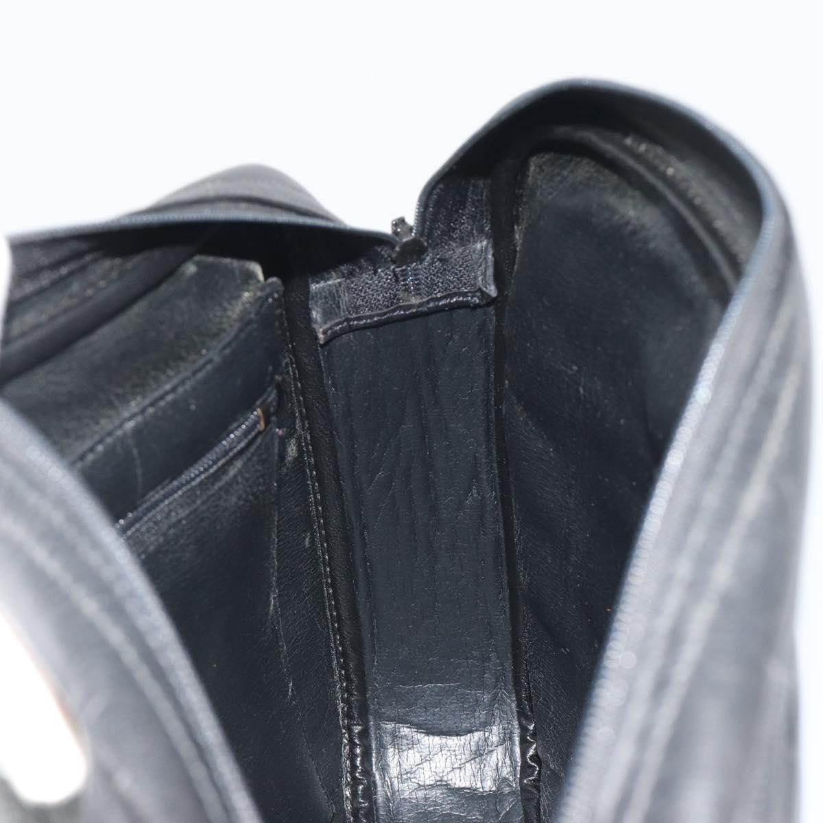Christian Dior Tote Bag Leather Black Gold Auth 195576A