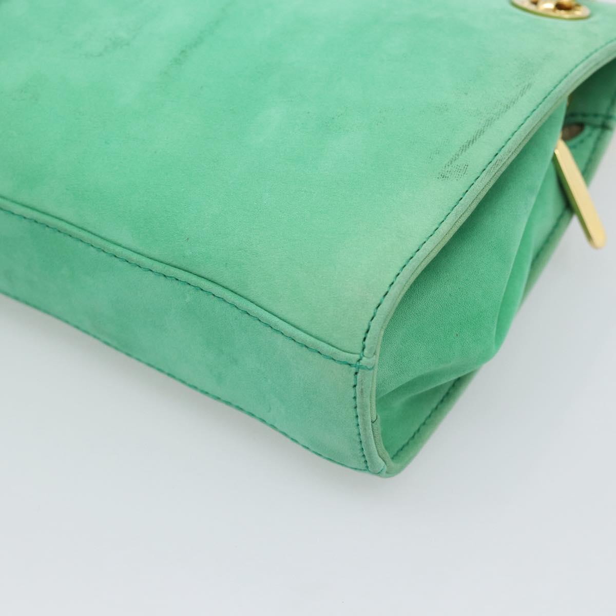 TIFFANY&Co. Chain Shoulder Bag Suede Green Gold Auth 195577