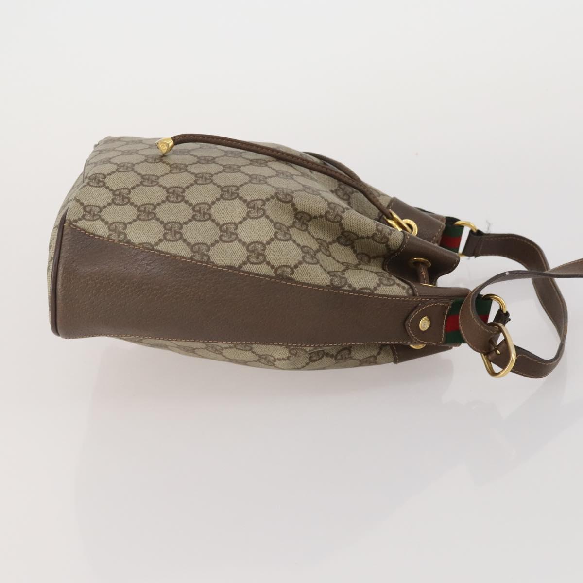 GUCCI GG Supreme Web Sherry Line Bag PVC Beige Gold 41 02 034 Auth 195578