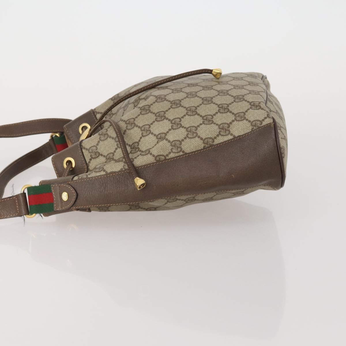 GUCCI GG Supreme Web Sherry Line Bag PVC Beige Gold 41 02 034 Auth 195578