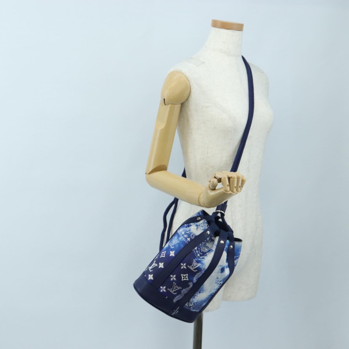LOUIS VUITTON Monogram Bandana Randonnee PM Bag Blue M20562 LV Auth 195579M
