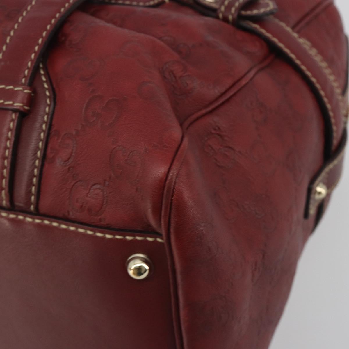 GUCCI GG Canvas Guccissima Boston Bag Leather Red Gold 163290 Auth 195581A