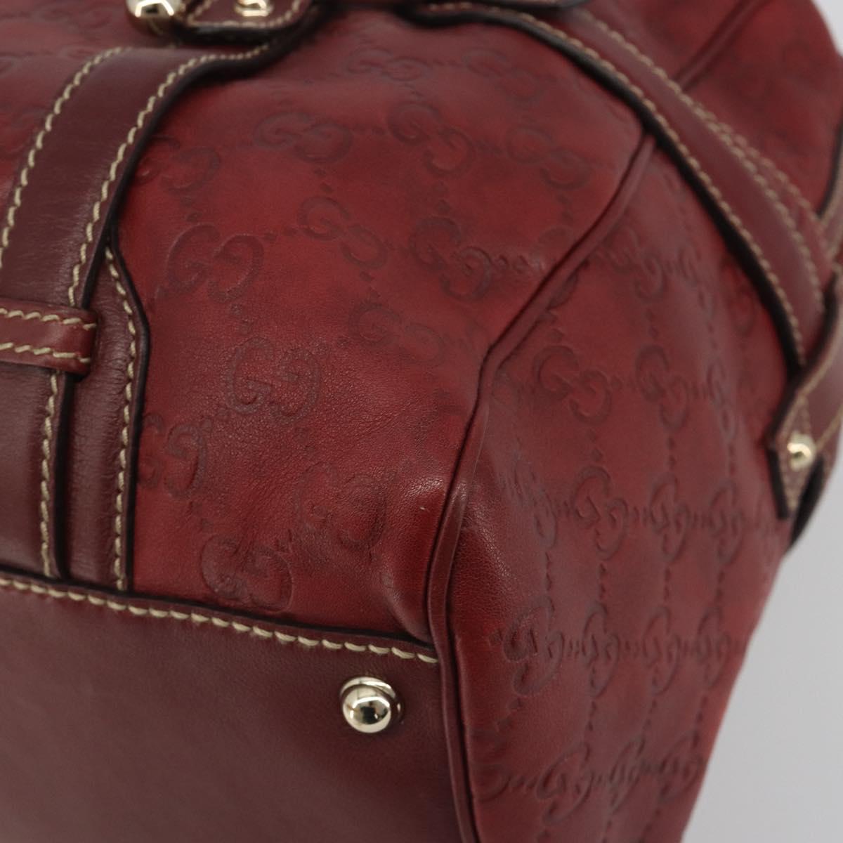 GUCCI GG Canvas Guccissima Boston Bag Leather Red Gold 163290 Auth 195581A