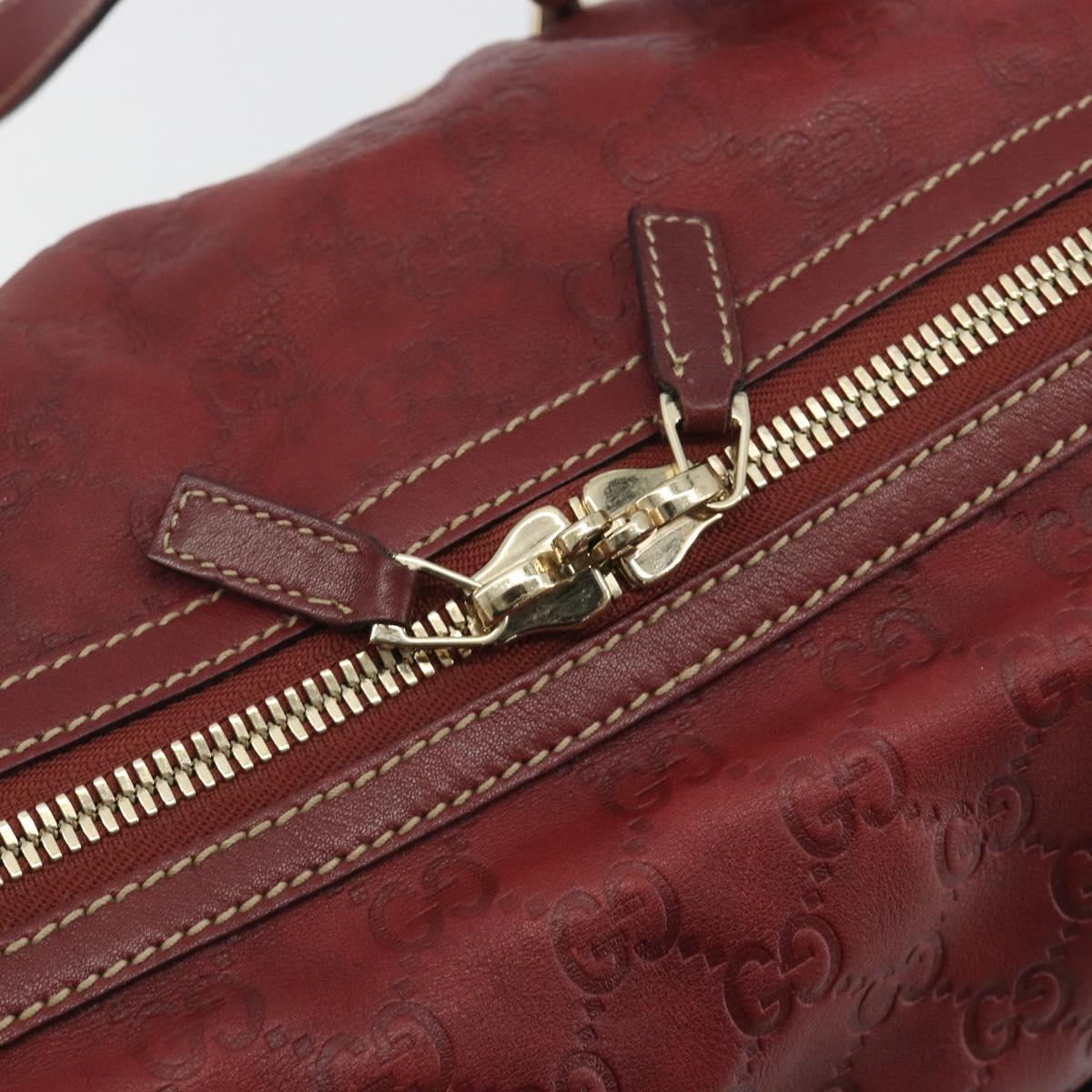 GUCCI GG Canvas Guccissima Boston Bag Leather Red Gold 163290 Auth 195581A
